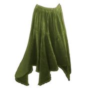 Dark Dreams Gothic Mittelalter Rock Zipfel Witchy Hexe Skirt Pixie Hem Alternative Kleidung Oliv schwarz weinrot Bordeaux 36 38 40 42 44 46 48 Elys, Farbe:Oliv, Größe:S/M