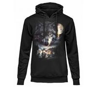 DARK EMBER - Kapuzenpullover Biker’s Wolf, Unisex Hoodie aus Baumwolle, Regular Fit für Herren und Jugendliche XXL