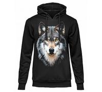 DARK EMBER - Kapuzenpullover Spirit Wolf, Unisex Hoodie aus Baumwolle, Regular Fit für Herren und Jugendliche S
