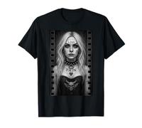 DarkAttitude Goth Girl Tattoo Skull Style Punk Emo Design T-Shirt