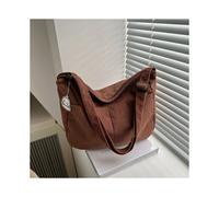 (DarkBro) Women’s Corduroy Shoulder Bag, Casual Striped Large Capacity Tote with Zipper Closure, Cute Hat Patch, Perfect for Everyday Use