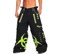 Darkwear BIO Hazard NEON Grüne Cargo Hose Totenkopf/Musik/Metal/Punk/Biker, Schwarz , 4XL