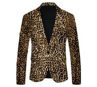 Darringls Herren Blazer Leopard Sakko Kariert Anzugjacke Slim Fit Streifen Anzug Lässig Business Anzug Modern Elegante 1 Knöpfen Britischer Stil Sakko Reverskragen Mantel Moderne Jacken-Blazer