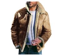 Darringls Herren Fliegerjacke Leder Gefüttert Teddy-Fleece Kunstleder Bomberjacke Softshelljacke Bomber Army Übergangs Feldjacke Bikerjacke Pilotenjacke Lederjacke Cargo Militär Pilot Winter Jacke