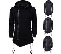 Darringls Herren Kapuzensweatjacke Hoodies Assassins Gothic Creed Seite Schnürung Jacke Kapuzenpullover Reißverschluss Assassin Creed Dunkle Krawatte Slim Fit Kapuzenmantel Zipper Hoodies Sweatshirts