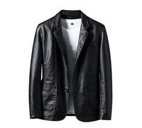 Darringls Herren Leder-Sakko Anzug Oberteile Herren Leder, Lederjacke Herren Herbst Winter Anzugjacke,Leder Anzuege Sakko Tops für Männer,Winterjacke Outwear Coat Mantel Lässiger Lederanzug