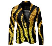 Darringls Herren Sakko Leopard Anzugjacke Elegante 1 Knöpfen Anzugjacken Smoking Slim Fit Hochzeit Mantel Party Herrenjacke Lässig Bühnenkostüme Leopardendruck Blazer Leichter Sportmantel