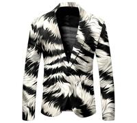 Darringls Herren Sakko Leopard Anzugjacke Elegante 1 Knöpfen Anzugjacken Smoking Slim Fit Hochzeit Mantel Party Herrenjacke Lässig Bühnenkostüme Leopardendruck Blazer Leichter Sportmantel
