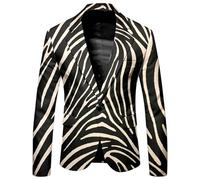 Darringls Herren Sakko Leopard Anzugjacke Elegante 1 Knöpfen Anzugjacken Smoking Slim Fit Hochzeit Mantel Party Herrenjacke Lässig Bühnenkostüme Leopardendruck Blazer Leichter Sportmantel