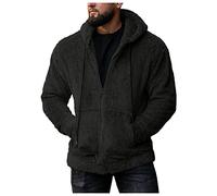 Darringls Herren Teddy-Fell Sweat-Jacke Fleece-Jacke Sweatshirt weicher Hoodie mit Kapuze Teddy Fleece Plüschjacke mit Kapuze Casuale Zip Hoodie Cardigan mit Kangrootaschen Kuschelig H