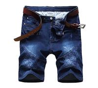 Darringls Jeans Shorts Distressed Herren Vintage Ripped Risse Jeans Leichte Löchern Zerrissen Denim Sommer Atmungsaktiv Destroyed Jeansshorts mit Bedruckt Gewaschene Jeans Pants für Vatertag