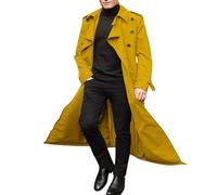 Darringls Ledermantel Herren Lang Schwarz Mittelalter Mantel Steampunk Gothic Jacke Trenchcoat Distressed Herrenmantel Große Größe Wintermantel Zweireihig Mäntel Herbst Und Winter Langer Trenchcoat