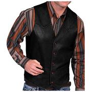 Darringls Lederweste Herren Wildleder Biker Trucker Weste Freizeitweste Leder Kutte Braun Druckknöpfe Herren Wildleder Leder Weste Vintage Cowboy Stil Ärmellose Jacke Slim Fit Hochzeit Weste Größen