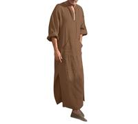 Darringls Leinen Muslimische Kleider Herren Kleid Ethnische Kaftan Gebetskleidung Mantel Kleid Jlipya Kaftan Maxi Lang Kaftan Abaya Arabische Kleidung Afghana Morgenmantel Marokkanisch