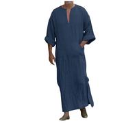 Darringls Leinen Muslimische Kleider Herren Kleid Ethnische Kaftan Gebetskleidung Mantel Kleid Jlipya Kaftan Maxi Lang Kaftan Abaya Arabische Kleidung Afghana Morgenmantel Marokkanisch