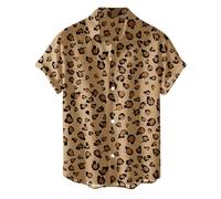 Darringls Leoparden Hemd Herren Hawaii Hemd Kurzarmhemd Business Herrenhemden Fischerhemd Lässig Sommerhemd Leoparden Kostüm Übergröße Leopardenmuster Fashion Strandhemd