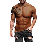 Darringls Neuartiger Muskel Chest Printed 3D Herren Short Sleeve Tshirt Sommer Coole Lustig Lang T Shirt Funy Originality Crewneck Streetwear Summer T-Shirt
