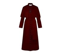 Darringls Priester Mönch Kostüm Herren Soutane Cassock Minister Chor Robe mit Cincture Band Gürtel Mittelalter Schwarz Klerus Robe Cosplay 3XL Priester Römische Weiß Renaissance Priester Kostüm