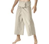 Darringls Thai Fischerhose Herren Loose Fit Leinen Wickelhose Angenehm Weich Leinenhose Hose Classic Einfarbige Freizeithose Herren Atmungsaktive Pumphose Sweatpants Pluderhose