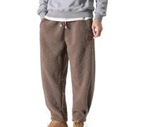 Darringls Thermohosen Herren Baggy Gefüttert Thermo Hosen Freizeithose Japanische Hosen Winter Haremshose Regular Fit Lose Gerade Pants Teddy Plüsch Hose Thermohose