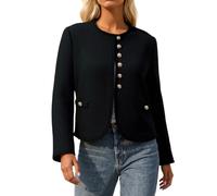 Darringls Trachtenjacke Damen Festlicher Trachtenblazer Langarm Rundhals Cardigan Janker Dirndl Jacke Kurze Trachten Strickjacke Mit Metall Knopfleiste Oktoberfest Outfit Eleganter Trachtenjanker