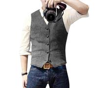 Darringls Trachtenweste Herren Outdoor Weste herrenwesten sportlich elegant Fischgrätmuster Anzugweste Button Down Western Leicht Trachtenjanker Atmungsaktiv Trachten Gilet