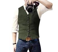 Darringls Trachtenweste Herren Outdoor Weste herrenwesten sportlich elegant Fischgrätmuster Anzugweste Button Down Western Leicht Trachtenjanker Atmungsaktiv Trachten Gilet