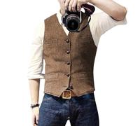 Darringls Trachtenweste Herren Outdoor Weste herrenwesten sportlich elegant Fischgrätmuster Anzugweste Button Down Western Leicht Trachtenjanker Atmungsaktiv Trachten Gilet