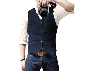 Darringls Trachtenweste Herren Outdoor Weste herrenwesten sportlich elegant Fischgrätmuster Anzugweste Button Down Western Leicht Trachtenjanker Atmungsaktiv Trachten Gilet