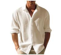 Darringls Waffel Hemd Herren Langarm Hemden - Musselin Regular Einfarbig Langarmshirt Sommer Standhemd Sporthemd Freizeithemd Casual Fit Outdoorshirt Freizeithemd Frühling Hemden