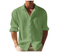 Darringls Waffel Hemd Herren Langarm Hemden - Musselin Regular Einfarbig Langarmshirt Sommer Standhemd Sporthemd Freizeithemd Casual Fit Outdoorshirt Freizeithemd Frühling Hemden