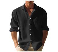 Darringls Waffel Hemd Herren Langarm Hemden - Musselin Regular Einfarbig Langarmshirt Sommer Standhemd Sporthemd Freizeithemd Casual Fit Outdoorshirt Freizeithemd Frühling Hemden