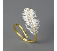 DarryDooly Lotus Fun 18 Karat Gold verstellbare Luxus Vintage Lange Gänsefeder Ringe für Frauen echtes 925 Sterling Silber 2022 Trend feiner Schmuck
