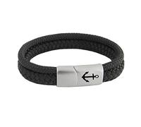Das Original Segeltau-Armband "Tidewisp", Unisex, mit Edelstahl Sicherheits-Magnetverschluss & Anker Gravur, Multistrang-Design, Paracord, 8 mm Durchmesser, handmade (Black-Trevor, 23.00, Zentimeter)