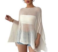 Dasbsug Modernes, asymmetrisches Design, Schultertuch, bequemes, luftiges Polyester, für lässige oder formelle Anlässe, einzelner Schulter-Wickelschal, weiß, L