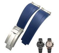 DASEB 20 mm 21 mm Gummi-Armband mit kurzer Schnalle, passend für Rolex Daytona Submariner Role OYSTERFLEX Yacht Master, kleines Handgelenk, Silikonarmband(Blue-Buckle-Link,20mm)