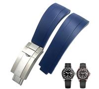 DASEB 20 mm 21 mm Gummi-Armband mit kurzer Schnalle, passend für Rolex Daytona Submariner Role OYSTERFLEX Yacht Master, kleines Handgelenk, Silikonarmband(Blue-Buckle,21mm)