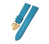 DASEB 20mm 21mm 22mm Fluorkautschuk-Armband passend für Vacheron Constantin Rot Blau Schwarz Wasserdichtes weiches Uhrenarmband(Blue Gold-01,21mm)