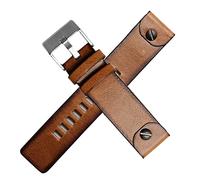 DASEB Echtes Leder -Uhrband für Diese DZ4323 4318 1657 7413 725 Uhrengurt 22 mm 24 mm 26 mm 28mm Polizei Retro Brown Originalstil(B-brown silver,24mm)