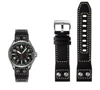 DASEB Echtes Lederarmband für Citizen BX1010-02E/11L Series Uhrenarmband 22 mm Schwarz Braun Herrenuhrenzubehör(Black silver buckle)