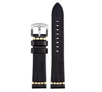 DASEB Handgefertigtes echtes Leder Uhrengurt 20mm 22 mm24 für Rolex Citizen Omega Mido Huawei Gt Herren Uhrband braun blaugrün grau(Black silver buckle,26mm)