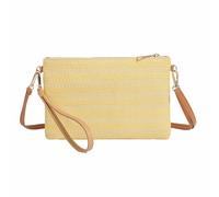 Dasellfa Handytasche Zum UmhäNgen Strohtaschen, Crossbody Bag Damen, Kleine UmhäNgetasche Klein Korbtaschen, Handy Schul，Tertasche Mit Langem Gurt,Bohemien,Strand Tasche MäDchen Frau (yellow-shoubao)