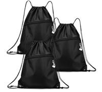 DASHUI 3 Stück Rucksack mit Kordelzug, Turnbeutel Schwarz Sportbeutel, sportbeutel mit Kordelzug, Verstellbar Gym Bag Gymsack mit Reißverschluss außen für Sport und Reisen