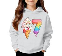 Dasongff 67 Kapuzen-Sweatshirt für Kinder, Jungen und Mädchen, 2 - 14 Jahre, langärmlig, bedruckt, lustig, 6 7, Meme Alpha Slang Kids 67, Ice Cream, Drip Meme Hoodie, für Sport und Freizeit, weiß, für