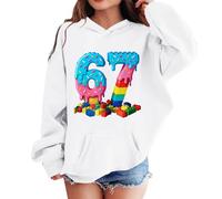 Dasongff 67 Kapuzen-Sweatshirt für Kinder, Jungen und Mädchen, Langarm, Sweatshirt, Sport, Freizeit, bedruckt, lustig, 6 7, Meme Alpha Slang Kids 67 Ice Cream Drip Meme Hoodie, weiß, für 7- bis 8
