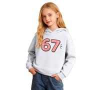 Dasongff 67 Meme Kapuzen-Sweatshirt für Kinder, Jungen und Mädchen, Thermojacke, langärmlig, bedruckt, lustig, 67, Meme Alpha Slang Kids 67 Ice Cream Drip Meme Hoodie für Sport Freizeit, weiß, 13-14