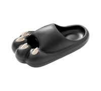 Dasongff Damen-Sandalen mit Katzenpfoten, bequeme Hausschuhe, Sandalen, Damen, Strand, Sommer, Sandalen, Herren, Gummi, rutschfest, Pool, Slide, Unisex, dick, komfortabel, Schaumstoff, Schwarz , 36 EU