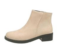 Dasongff Damen-Stiefeletten mit niedrigem Absatz, Wildleder, Keilabsatz, kurz, dick, Reißverschluss, seitlicher Reißverschluss, runde Spitze, gewellte Sohle, Herbststiefel, rutschfeste Wanderschuhe