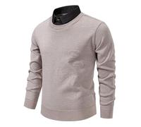 Dasongff Herren-Pullover mit Rundhalsausschnitt, schmale Passform, leichtes Sweatshirt, Strickpullover für lässiges oder formelles Outfit, beige, XXL