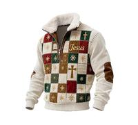 Dasongff Herrenhemd Sherpa-Fleece, kariert, gefüttert, Jacke, ohne Kapuze, Futter, Winterjacke mit Taschen, Flanell, Hemd, Herren, kariert, Kapuzen-Sweatshirt, beige, XXXL